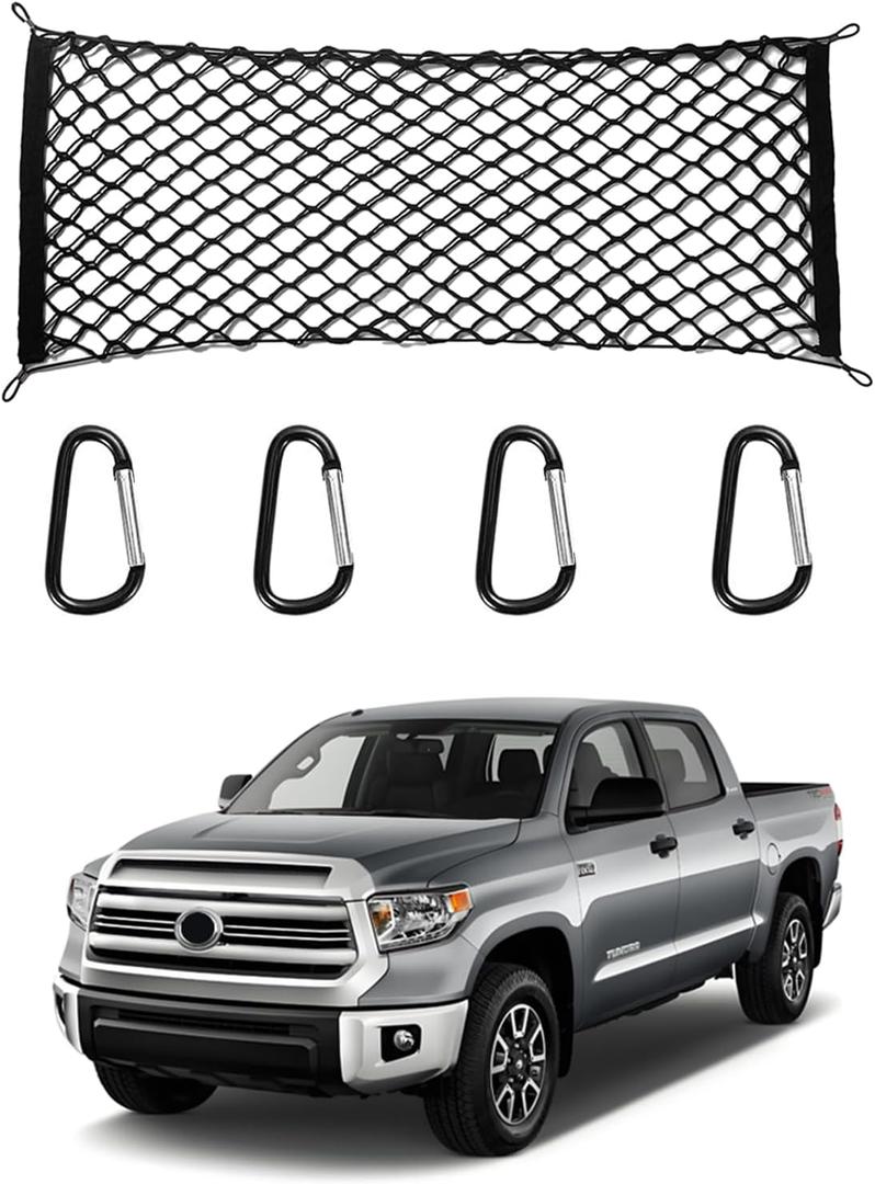 for Toyota Tundra Envelope Style Truck Bed Cargo Net - Fits 2013-2024 2025 2026 Tundra Accessories Cargo Net for Pickup Truck Bed - Heavy Duty Carabiners