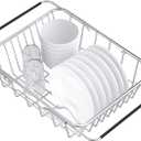 Stainless Steel Dish Rack,Expandable Deep & Large Dish Drying Rack, Over The Sink, in Sink or on Counter Dish Drainer, rustproof (Small)