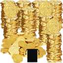 Hanaive 100 Pcs Metal Pirate Coins Bulk Gold Fake Coins Spanish Doubloon Tokens for Kids Board Games Pirate Party Cosplay(Irregular)