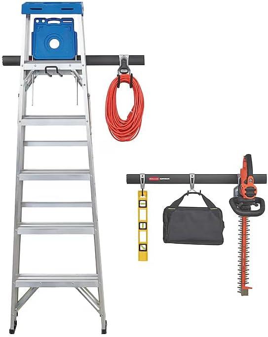 Rubbermaid Fasttrack Garage Storage Utility Hooks 7 Piece Black All in One Rail Hook Kit and Tool Organizer Heavy Duty for Home/Garage/Shed/Garden