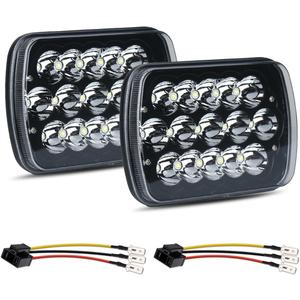 H6054 Led Headlights, Compatible with Chevy Express Cargo Van 1500 2500 3500 Truck Nissan Pickup Hardbody 240SX D21 NX Ford E250 E350 Black Pair 5X7 7X6 Inch Led Headlights Hi/Lo Sealed Beam