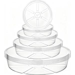 Hacaroa 24 Pack Clear Plant Saucer Drip Trays, 6/8/10/12 Inch Plastic Plant Water Catcher Trays Flower Pot Saucers for Indoor Outdoor Plants, Round, 4 Sizes