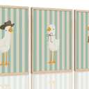 3 Piece Funny Nursery Framed Wall Art Silly Goose Picture Wall Decor