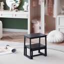 Step Stool for Adults,Holds up to 500Lb,3 in1 Heavy Duty Sturdy Two Step Stool for Kichen/Bathroom/High beds, Wooden&Metal Frame, Non-Slip Pads (Black)