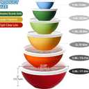 Greentainer Plastic Mixing Bowls with Lids Set for Kitchen, 6 Set Nesting Bowls for Mixing, Baking, Prepping, Cooking and Serving Food, Mixing Bowls Dishwasher, Microwave Safe, Large