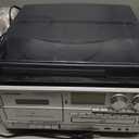 9 in 1 Record Player with 3-Speed Turntable, Bluetooth, AM/FM Radio, USB/SD/MMC, CD/Cassette Playback, Remote Control, Aux Input, and Headphone Jack