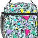 Green 80s 90s Neon Retro Insulated Lunch Bag for Women & Men, Reusable Leak-Proof Lunch Box with Cooler Compartment, Lunch Tote for Adults Work Travel Picnic Durable & Washable