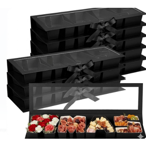 Dunzoom 8 Pack Xmas Letter Boxes for Christmas Gift Wrapping Xmas Letter Shaped Empty Flower Gift Box Fillable Christmas Party Favors Candy Presents Packaging(Black,Clear Lid)