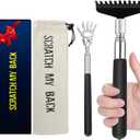 Oversized Back Scratcher Gift Set, 2 Pack, Upgraded Metal Stainless Steel Telescoping Back Scratcher Tool with Canvas Carrying Bag