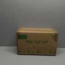 Vegan Leather Baby Play Mat for Floor, 50x50 Thick Foam Soft Padded Playpen Mat with Wipe-Clean and Waterproof Removable Cover for Babies and Toddlers Infants (Beige)