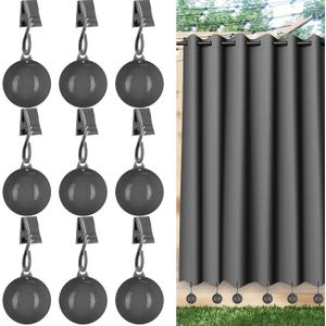 18 Pack 3.6oz Outdoor Curtain Weights Heavy Duty Flag Weights for Bottom Shower Curtains Weight with Clips Stainless Steel for Tablecloth Home Outside Patio to Stop Wind (Dark Gray)