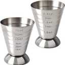 Stainless Steel Measuring Cup, 2.5 oz, 75 ml, 5 Tbsp, Cocktail Jiggers, Pack of 2