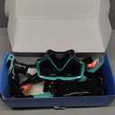 Snorkel Set Pano 3 Window Adult Snorkeling Gear, Professional Snorkel Goggles Anti-Fog Diving Mask, Anti-Leak Swim Goggles and Dry Top Snorkel for Diving, Snorkeling, Swimming (Black+Aqua 2 PACK)