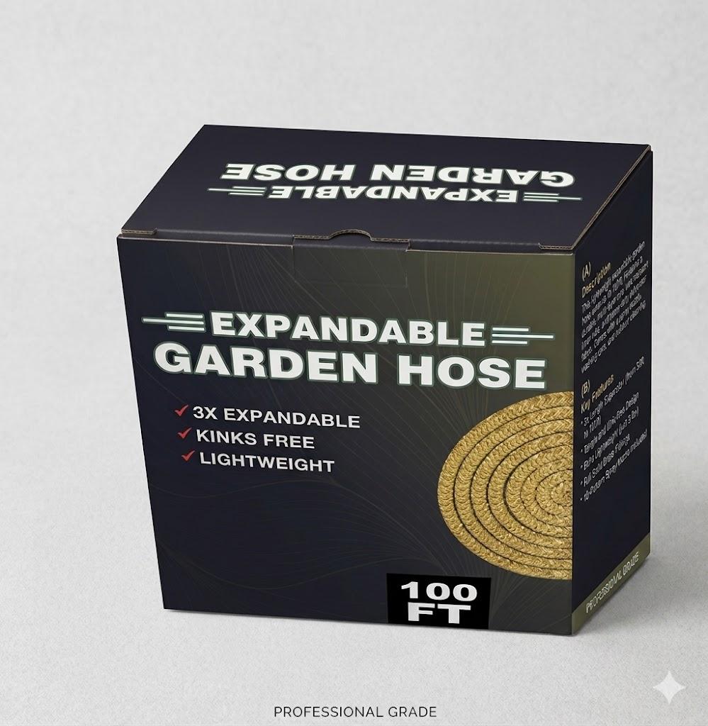 50ft Garden Hose -  Expandable Water Hose with Double Latex Core, 3/4" Solid Brass Fittings, Extra Strength Fabric - Flexible Expanding