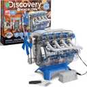 Discovery Model Engine Building Kit, DIY 4-Cylinder Combustion Engine, Working Pistons Fan Valves Belts LED Lights, STEM Mechanic Engineering Construction Experiment Set, Kids & Adults Gift