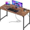 PRAISUN 47 X 20 Inch Office Computer Desk with Power Outlets and USB-C Port, Larger Gaming Desk, for Home Office, Study, Bedroom, Writing Work from Home Table, Metal Frame, Rustic Brown