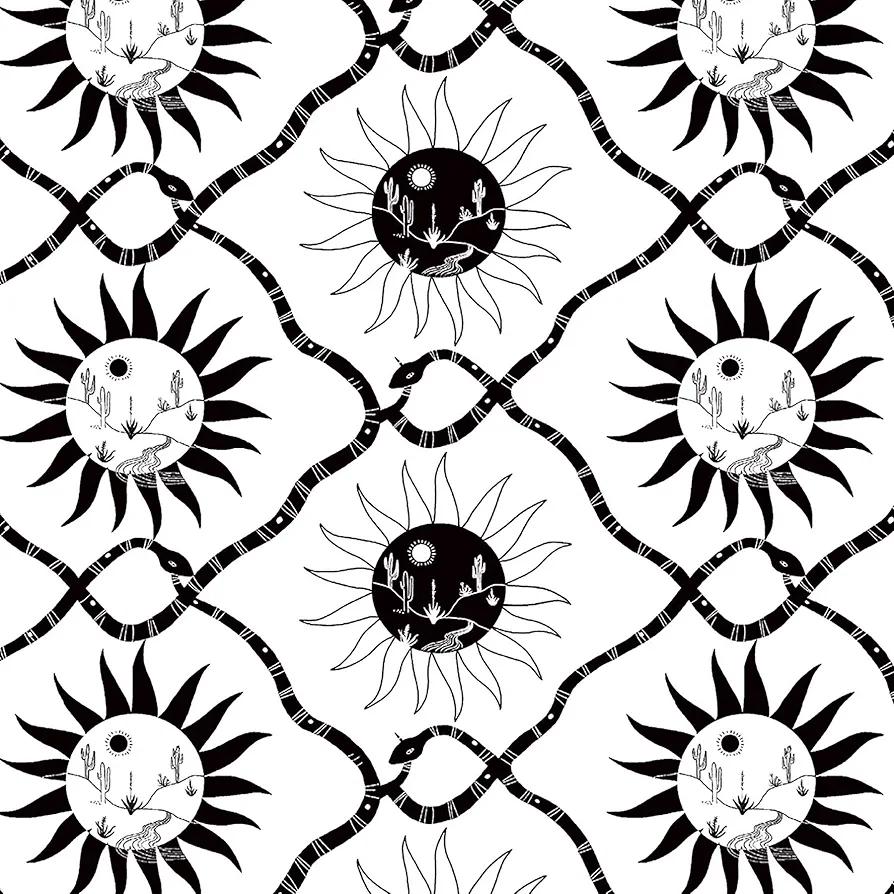 Peel and Stick Designer Wallpaper, Premium Boho Wallpaper for Bedroom, Powder Room, Kitchen, Self Adhesive, Vinyl, 30.75 Sq Ft Coverage (Sol Collection, Tuxedo Black)