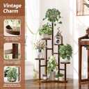 5 Tiered Corner Plant Stand with 7.1 Inch Wide Tray,Tall Plant Stand for Corner Indoor, Metal Plant Shelf Outdoor for Patio Office LivingRoom - BrownDisk