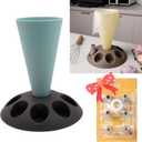 Piping Bag Holder Stand for Filling, Pastry Bag Holder Stand, Decorating Bag Holder with 8 Slots Nozzles Holder, Plastic Pastry Bag Stand for Cake Decorating Kit, Baking Accessories (Blue)
