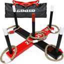 GOOSO Ring Toss Game for Kids - Indoor & Outdoor Game for Family and Adults with 5 Poles, 2 Bases and 6 Rings in 2 Colors, Backyard Party Activities for Adults Lawn Games for Kids