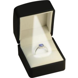 LED Black Ring Box for Proposal, Wedding, Engagement...Luxury Arc Shaped Top Design LED Ring Jewelry Gift Box with Light for Men for Women Box Dimension 2.28(W)*2.48(D)*1.65(H)