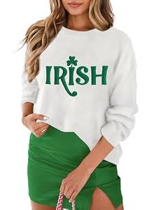 MARZXIN Women 2025 Casual Holiday Sweaters Long Sleeve Round Neck Slogan Pullover Sweater Tops Merry Christmas Sweaters Irish M