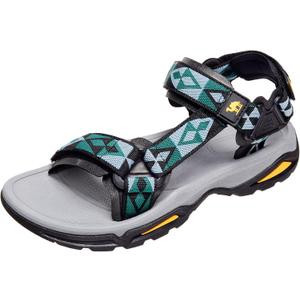 CAMEL CROWN Mens Waterproof Hiking Sandals with Arch Support Open Toe Summer Outdoor Beach Water Comfortable Sport Sandals (9.5, Black Green Grey)