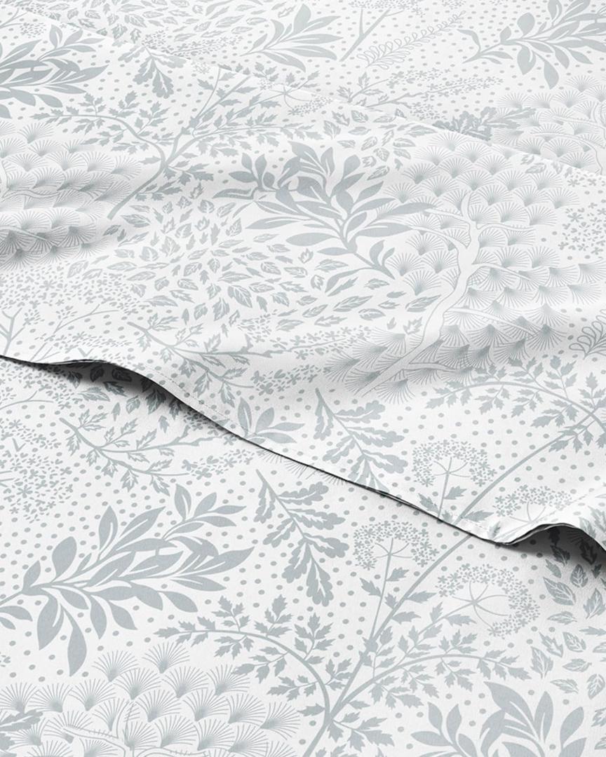 Floral Sheets - Grey Floral Bed Sheet Set - 1 Flat, 1 Fitted & 2 Pillowcases w/ Deep Pockets - Comfy, Wrinkle & Fade Free - Boho Botanical Bedding - Ultra-Soft, Breathable & Cooling - Queen Size (20 - Gray Ferns)