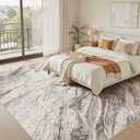 Area Rugs for Living Room: 9X12 Abstract Washable Rug Modern Neutral Large Soft Stain Resistant Non-Slip for Bedroom Dining Room Indoor Home Office Carpet - Brown