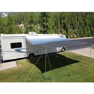 Redwood Outfitters USA RV Camper Awning Sun Shade Screen with Zipper (8' Drop x 15.3') Black Mesh Screen Sunshade UV Blocker Incl. Poles and Ropes