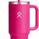 Hydro Flask Travel Tumbler with Handle, Lid and Straw - Insulated Stainless Steel in 40 Oz Zinnia