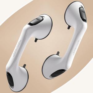 2 Pack 12 Inch Grab Bars for Bathtubs and Showers for Seniors, Heavy Duty Shower Handle for Elderly, Suction Cup Removable Handrails Handicap Bath Grip Bathroom Safety Grips (White and Black