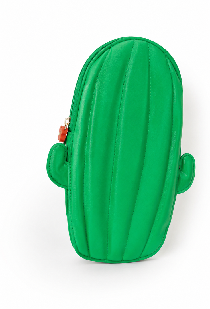 Waterproof Fun Cute Cool Silicone Pen Pencil Case,Travel Makeup Brush Holder,Silicone Makeup Bag with Zipper Daily Work Item,Travel Pouch for Women School Pen Case For Teen, Pencil Bag Green Cactus 2-Pack