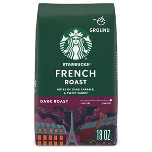 Starbucks Ground Coffee, Dark Roast Hot or Iced Coffee, French Roast, 18 oz (EXP 01/04/26)