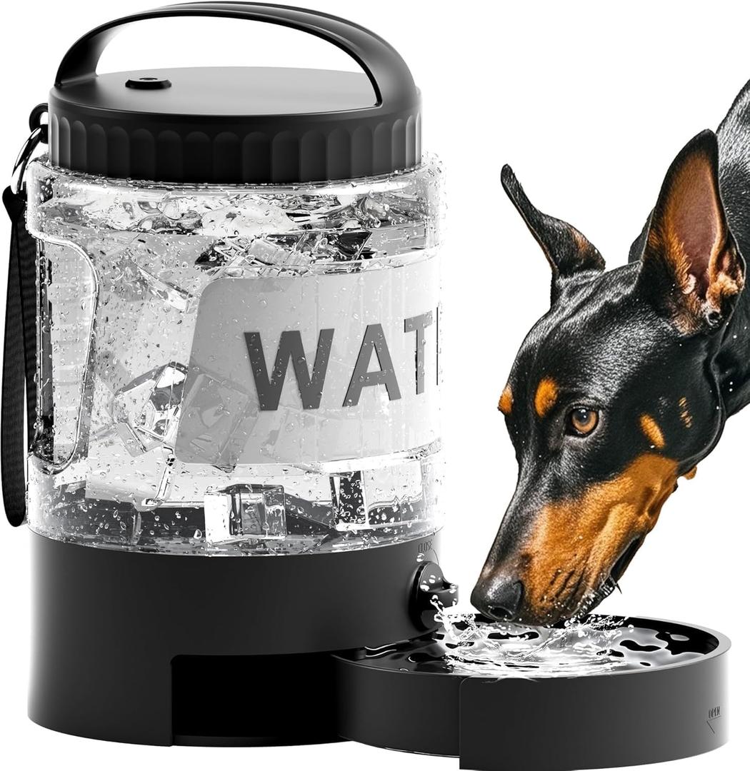 98oz Dog Water Bottle Bowl Dispenser, Large Dog Travel Water Bottle with Pull-Out Drinking Bowl, Portable Beach Camping Essentials Accessories, Bpa Free