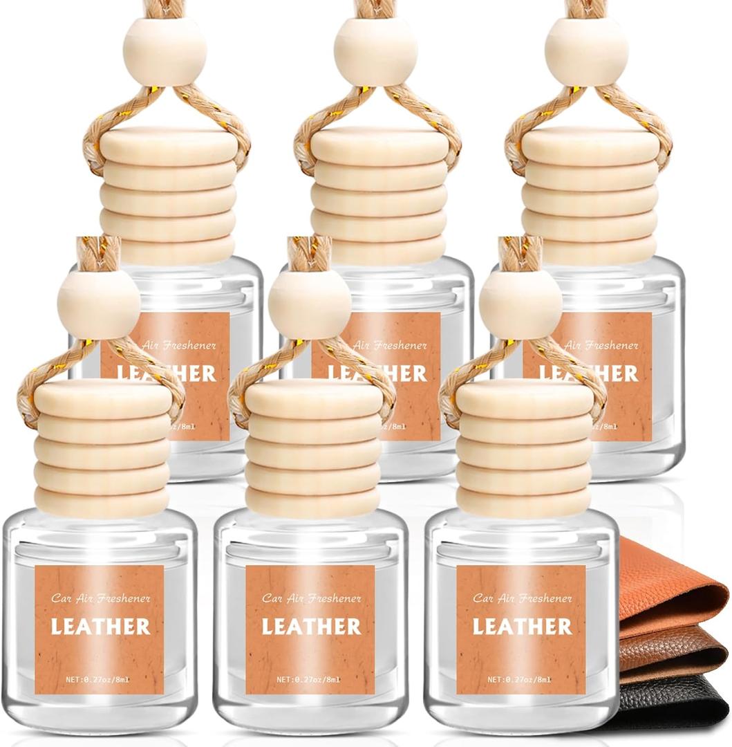 AROIC Hanging Car Air Freshener - 6 Pack Luxury Leather Scent Air Freshener Set, Long-Lasting Natural Essential Oil Fragrance Diffuser Eliminates Odors,Ideal Business Gift for Car Accessories Unisex