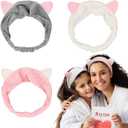 3 x Dreamlover Soft Velvet Cat Ears Headband, Comfortable & Breathable Skincare headbands for Makeup, SPA, Sports, Gift for Birthday, 3 Pieces