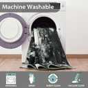Gray Area Rugs 8x10 Machine Washable Large Non-Slip Low Pile Print Pattern Carpets, Modern Abstract Living Room Rug Indoor Foldable Retro Faux Wool Mats for Dining Room, Bedroom, Home Office