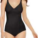 Bali Women's Firm-Control Shapewear, All-In-One Body Shaper with Built-In Underwire Minimizer Bra (Black, M, 36C)