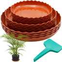 12 Pack White Plant Trays 3 Sizes Plastic Round Wave Plant Saucer Flower Plant Pot Saucer Terracotta Drip Trays for Indoor Outdoor Flower Pots and Planters, with 20pcs Green Plant Labels