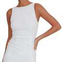 Caviotess Women's Sexy Backless Sparkly Sequin Mini Dress Split Hem Glitter Velvet Tank Dress Prom Party Cocktail Dress L