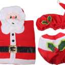 LEIQI Christmas Bathroom Decoration Set 4Pcs with Toilet Cover, Rugs, Cover Paper Box Cover Festive Indoor Party Decor