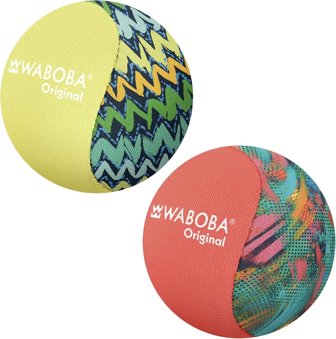 Waboba Water Skipping Ball 2 Pack Toy for Swimming Pool and Beach Games Water Bouncing Ball Gift for Kids and Teens – Original Abstract/Neon