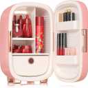 Skincare Fridge 12 Liter, Beauty Refrigerator for Cosmetic Storage 10C/50F + Intelligent Constant Temperature Control, Pink Compact Mini Fridge for Makeup and Lipstick