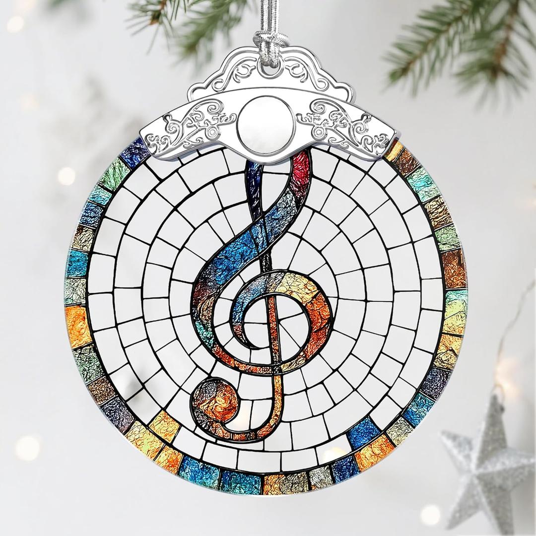Musical Note Ornament, Stained Glass Christmas Decorations, Christmas Ornaments for Tree, Holiday Ornament, Gifts for Musical Lovers, Holiday Party Gifts, Gift Ideas & Xmas Gift
