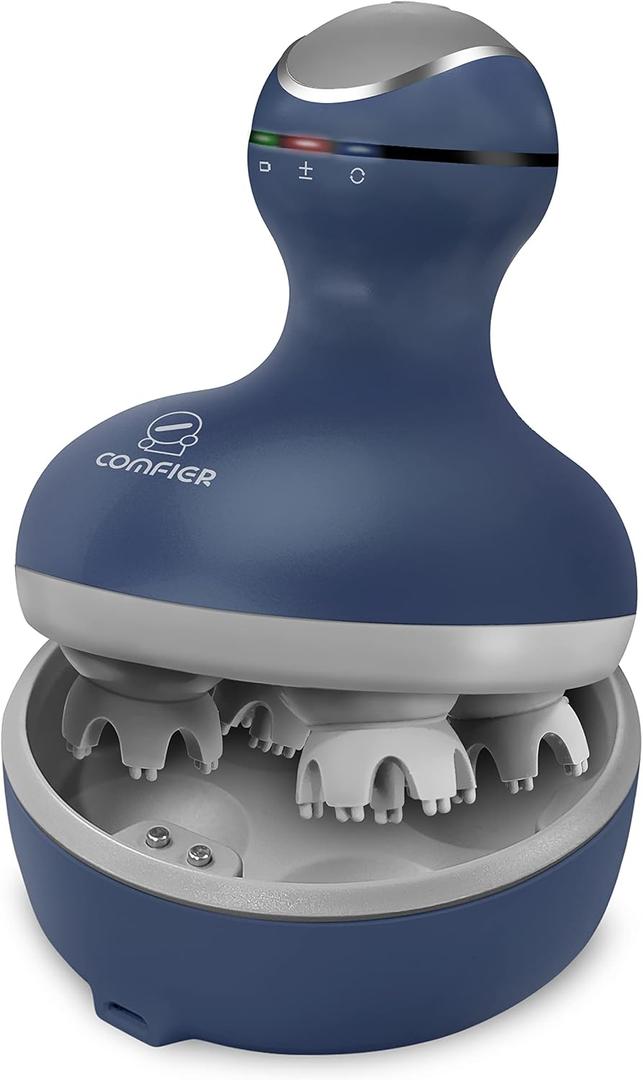 COMFIER Cordless Electric Scalp Massager with Multi-Modes Vibration, Handheld Cat Head Massager for Pets, Portable Dog Head Massage for Deep Clean and Stress Relax (Blue)