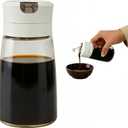 Soy Sauce Dispenser, 8.45oz Non-Drip Spout Cruet for Olive Oil, Vinegar, and Soy Sauce with Auto Flip Cap, Glass Dispenser Bottle for Kitchen Cooking