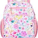 mibasies Kids Backpack for Girls: Girls Backpack 5-8 - Kindergarten Elementary School Bookbag for Girl - Flower Pink