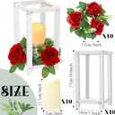 Hushee 30 Pcs Integrated Wedding Lantern Centerpiece Rustic Wooden Holder with Candles and Rings Farmhouse Candle Lantern Decor for Home Valentine Wedding Party Table Decor (White and Red)