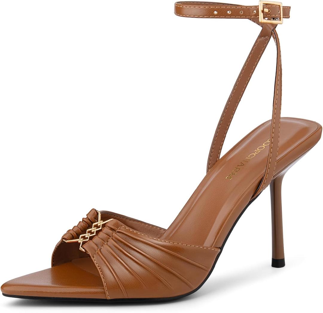 Women's High Stiletto Heels Pointed Open Peep Toe Ankle Strap Prom Wedding Sandals for Sexy Dressy Party 6.5